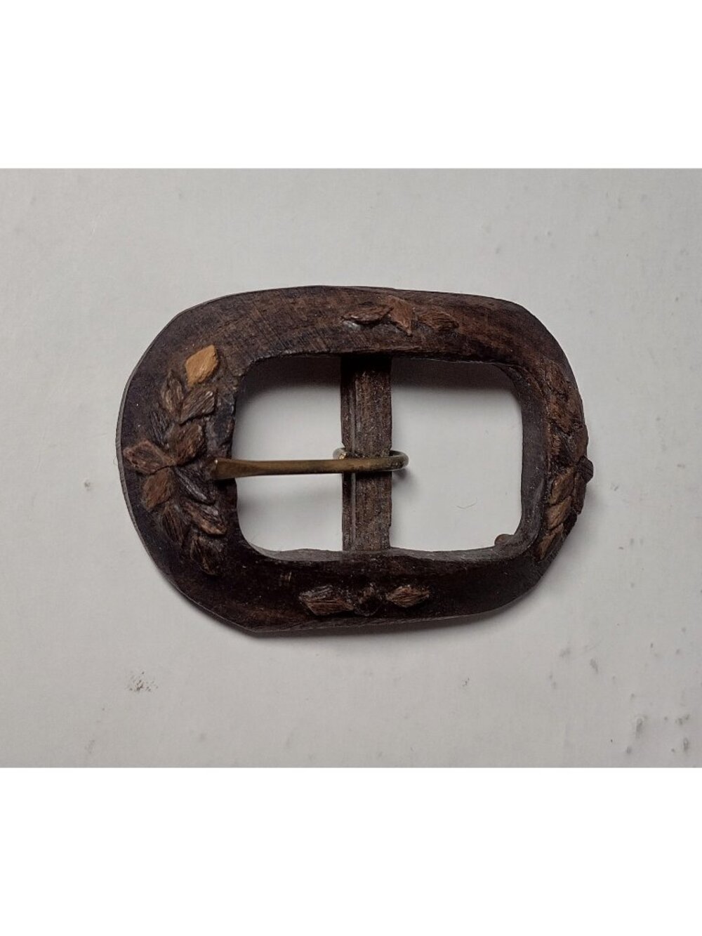 Vintage Hand Carved Women's Wood Floral Belt Buckle Hippie Boho 2" X 1.25"
